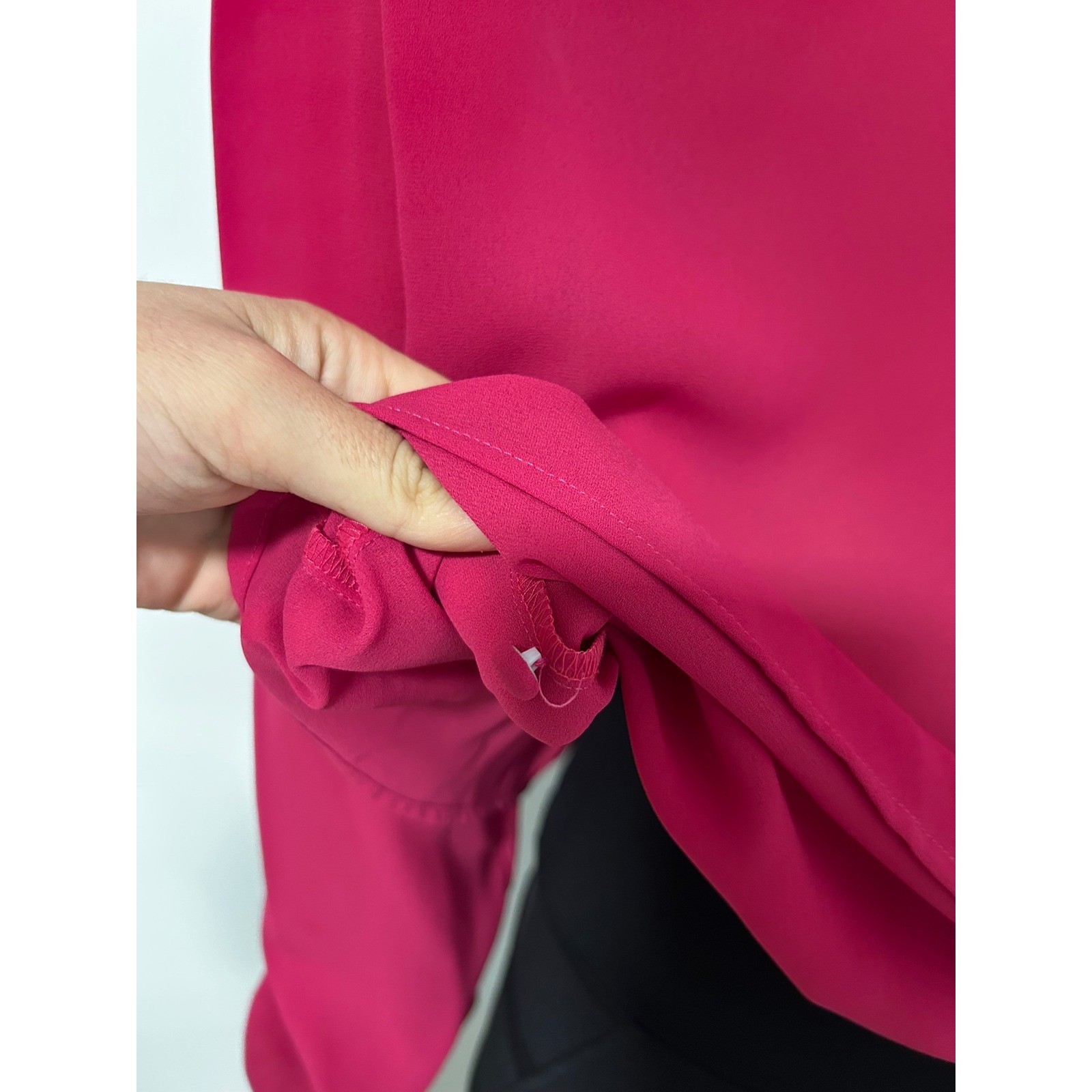 Josephine Magenta Pink Bow Neck Blouse Vintage RETRO Puff Long Sleeve Top 12