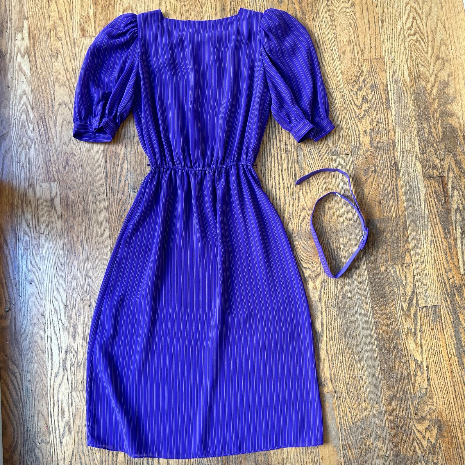 Charlee Allison for Eljay Purple Striped Vintage Dress Size 9/10