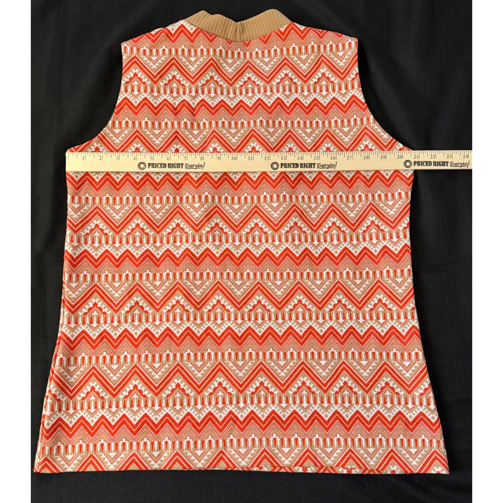 VTG Jane Colby Womens Orange Geometric Chevron V-Neck Sweater Vest Size 17/18