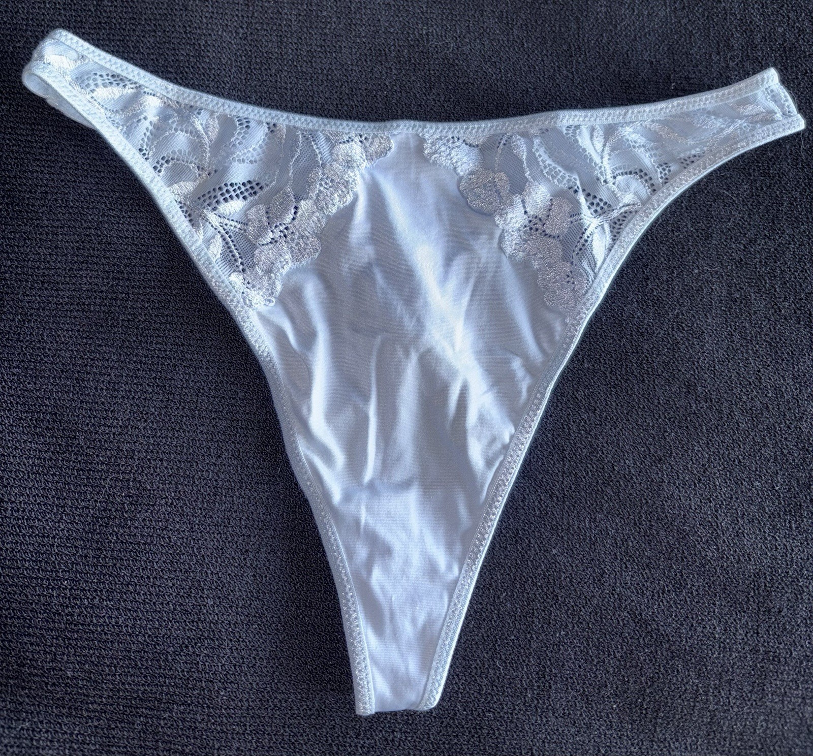 Bali Y2K Vintage Buttery Soft L Panty Hi-Cut Blue Thong Bikini Underwear
