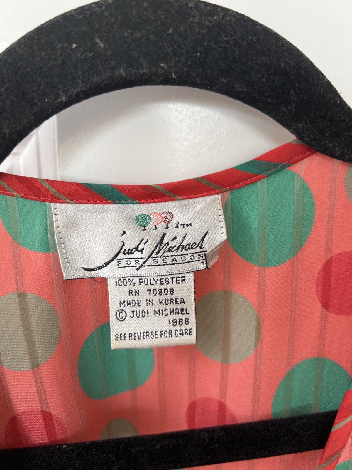 Judi Michael Seasons Pleated Polka Dot Dress Shoulder Scarf 1988 Size Medium