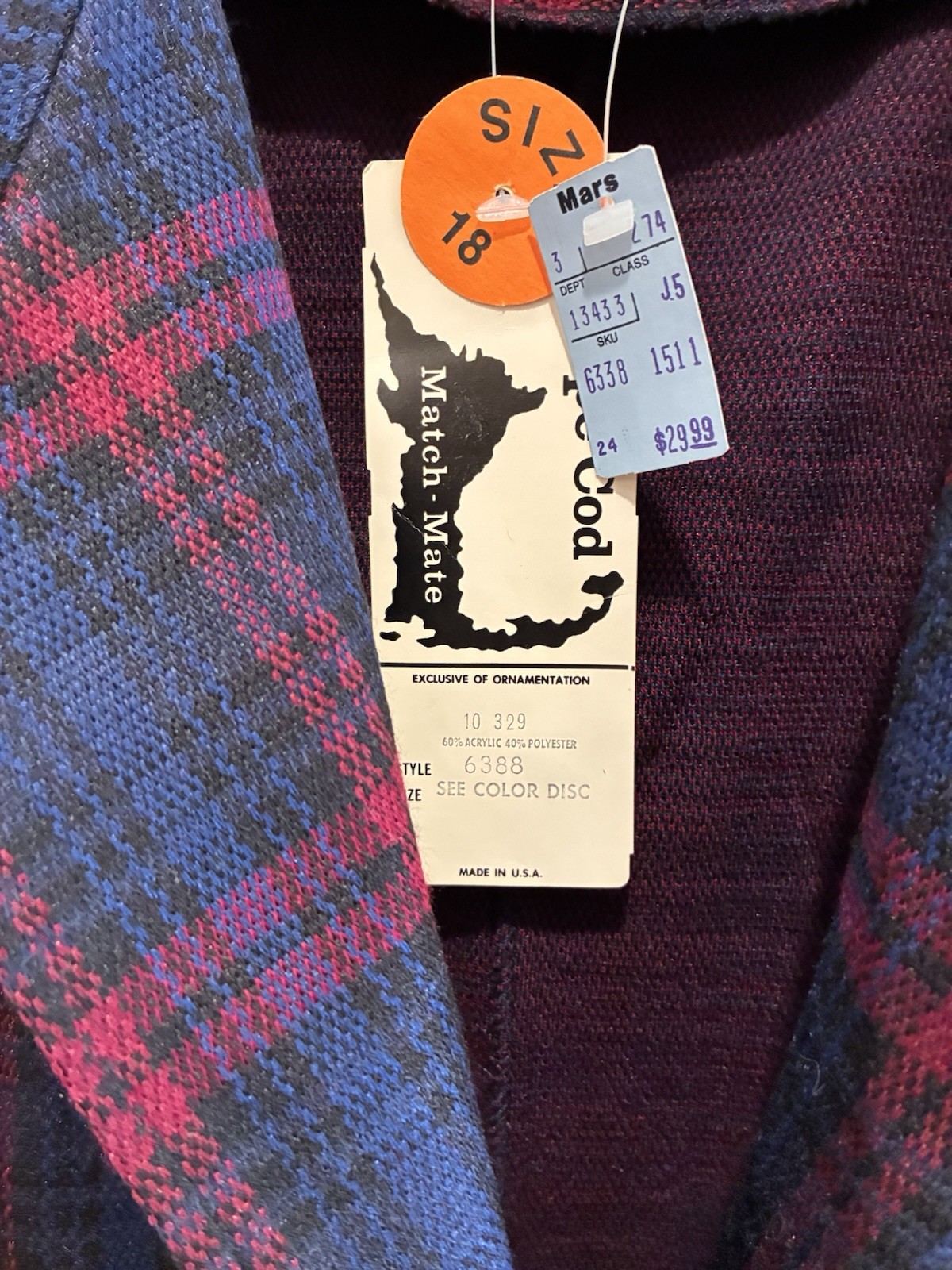 VTG Cape Cod Match Mates 3 Piece Skirt Pants Blazer Set Plaid Blue NOS Tags 18