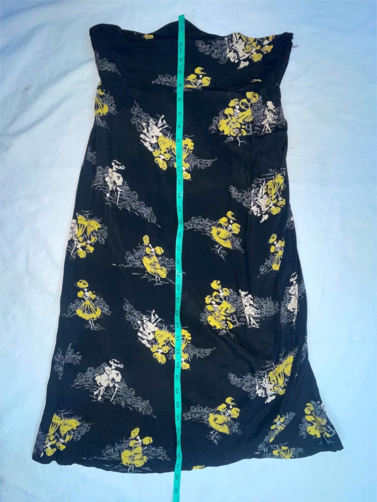 VTG 50S 60S WOMENS S BLACK SIDE ZIP WRAP ASIAN ORIENTAL PRINT DRESS SKIRT