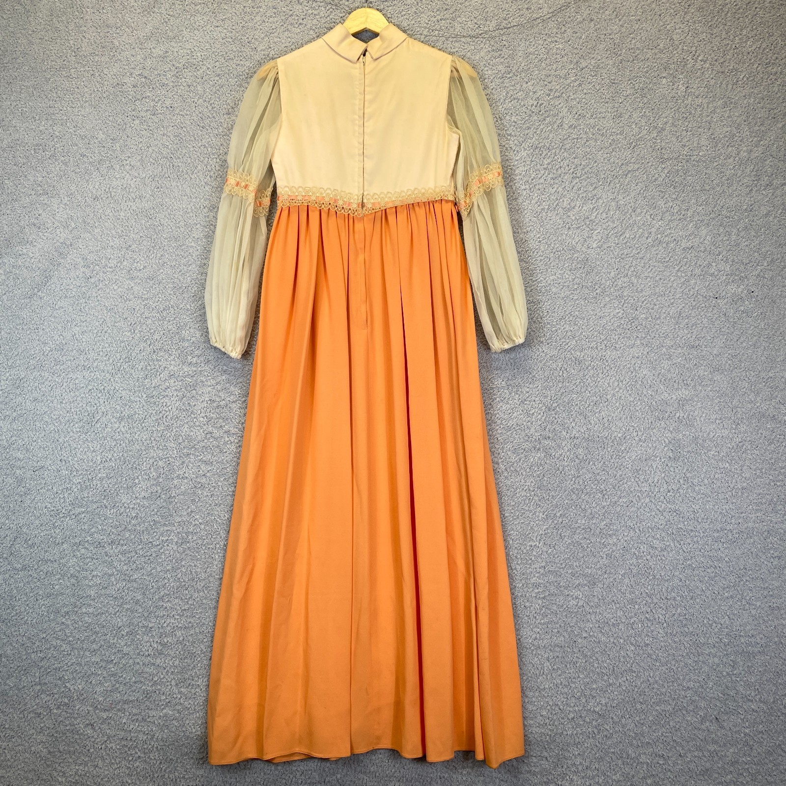 Vintage 70’s Victorian Revival Prairie Dress Cottagecore Lace Flowers Size XS
