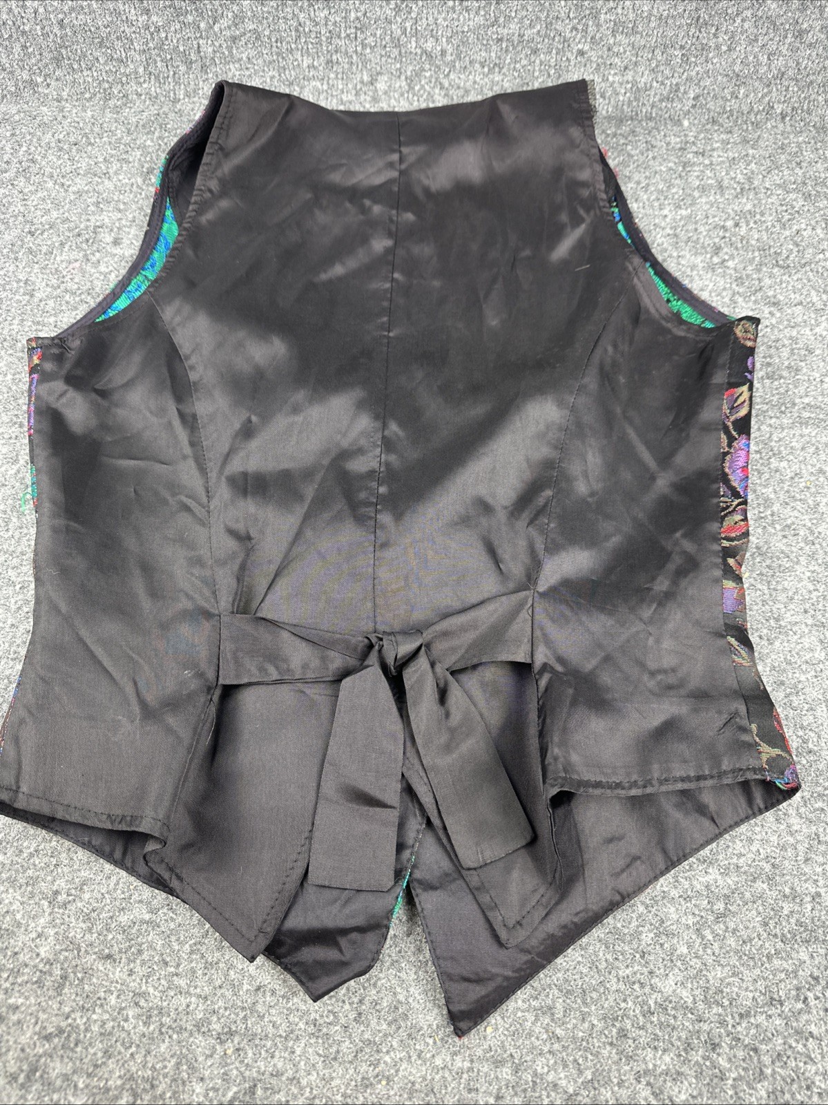 VTG 80s WRAPPER Floral Brocade Multicolor Holographic Tapestry Vest USA Women S