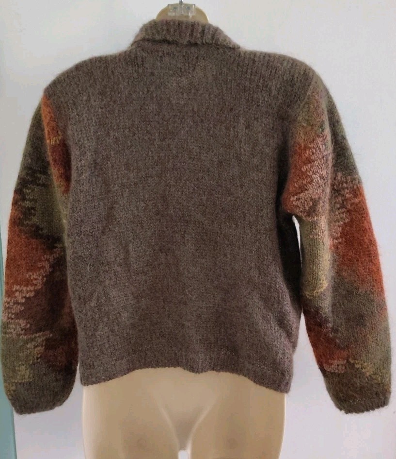Vintage 80s Jeanne Pierre Multi Color Lambswool Angora Cardigan Sweater Size M
