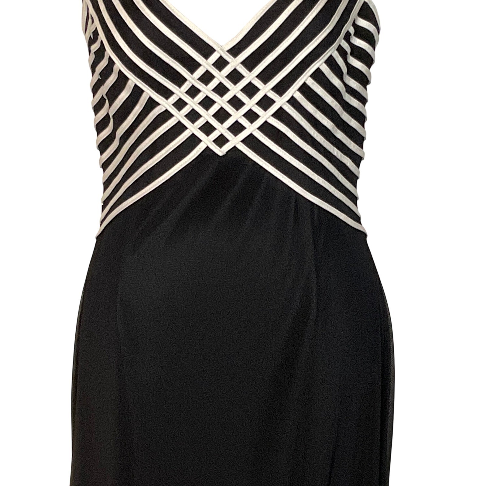 Vintage Tadashi shoji Neiman Marcus women’s maxi dress black white large 731272L