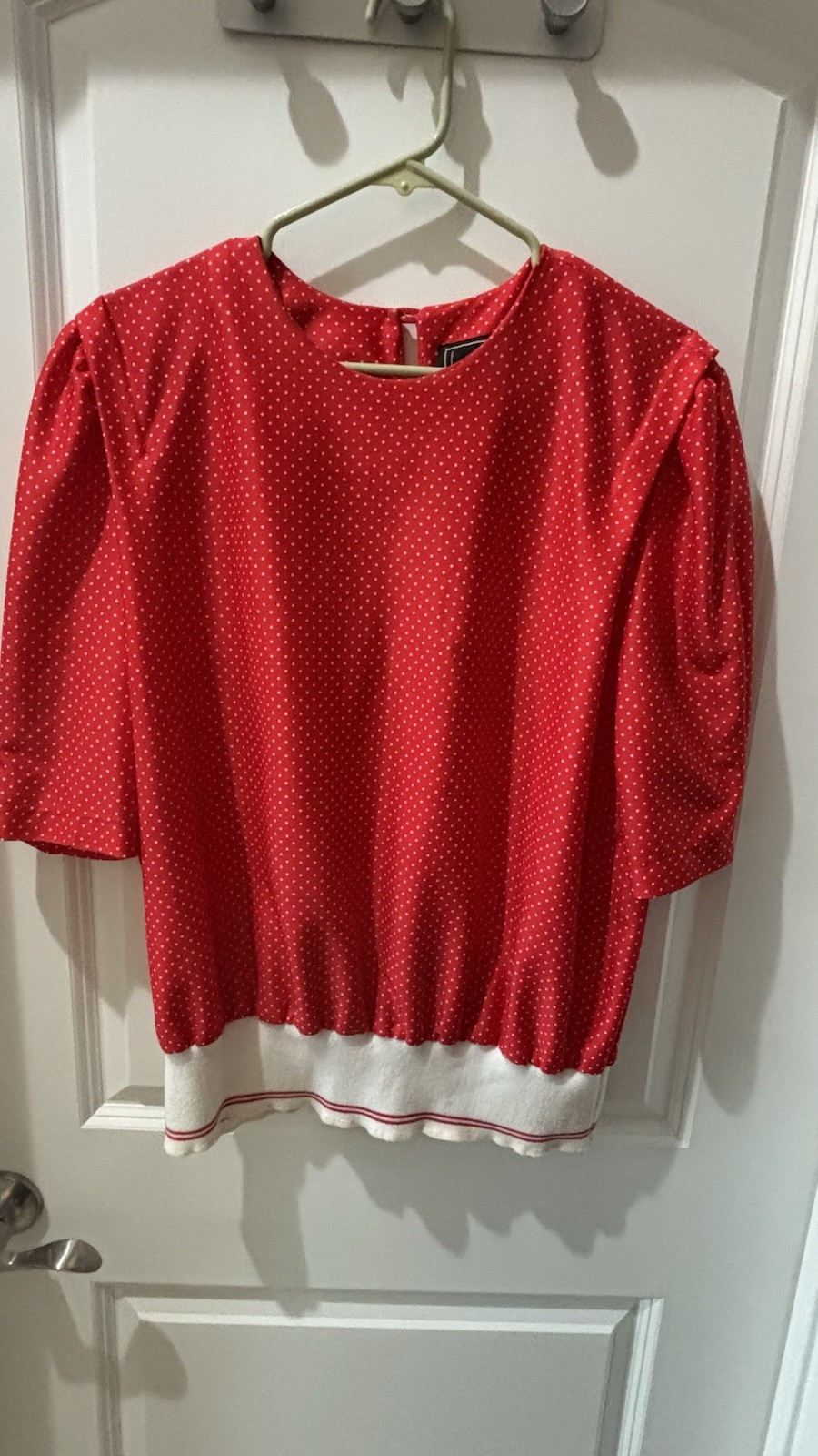 Vintage 80s/90s Leni Leni Red & White Polka Dot Puff Sleeve Blouse