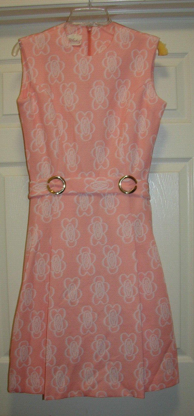 Vintage Kay Windsor Dress Womens 12 Pink White Sleeveless Shift A Line 60s NEW