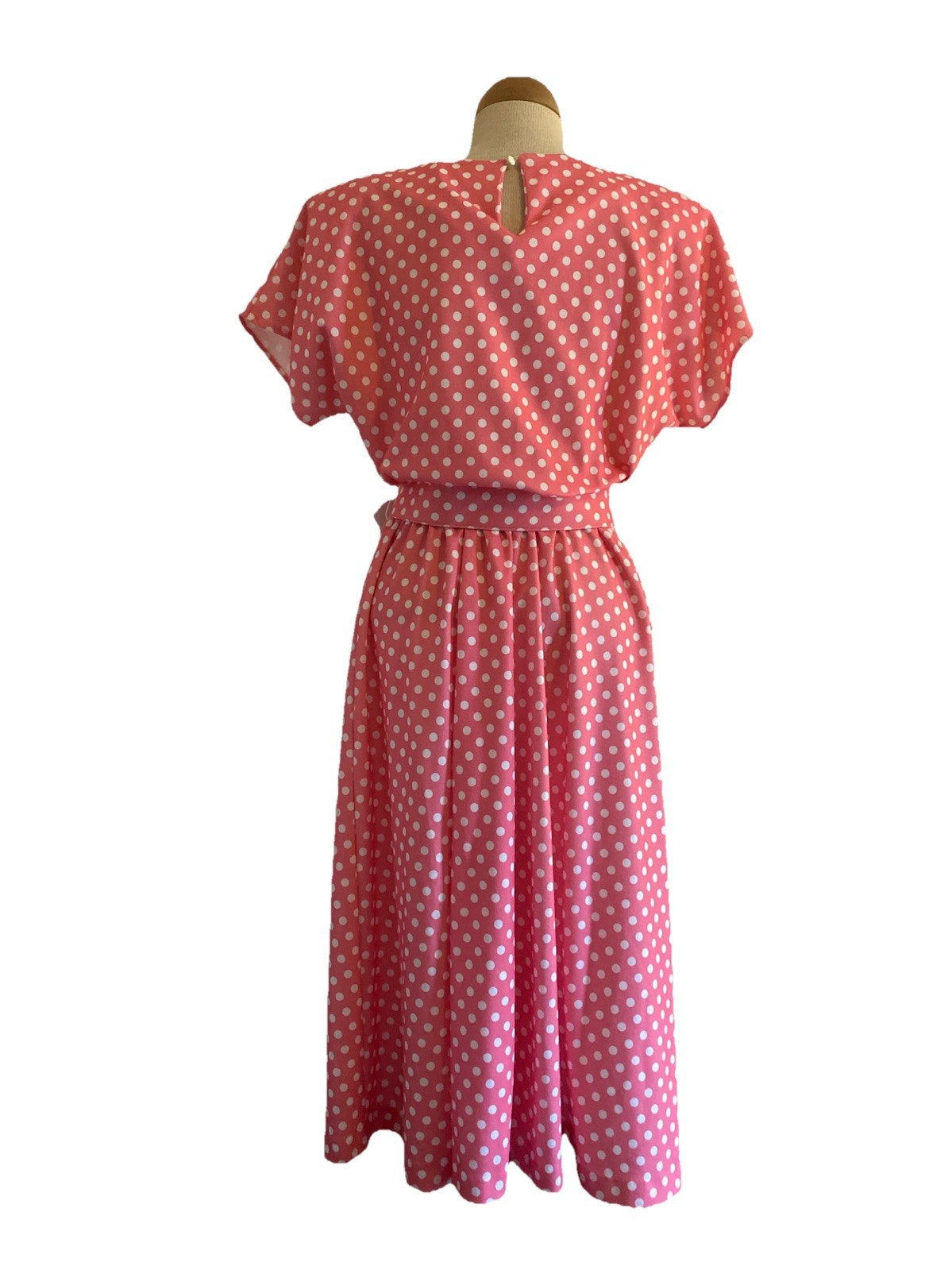 Meryl Fashions LTD Pink Polkadot Aline Dress With Belt I Love Lucy Look, SZ 14