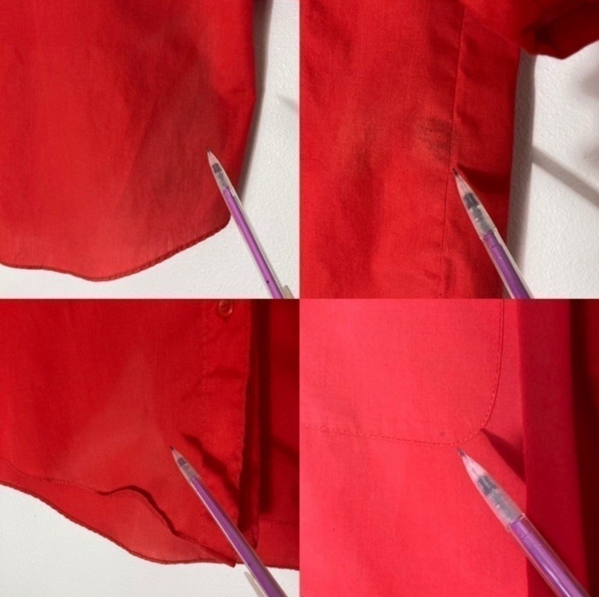 Vintage Las Olas red strawberry rhinestone appliqué button up shirt size Medium