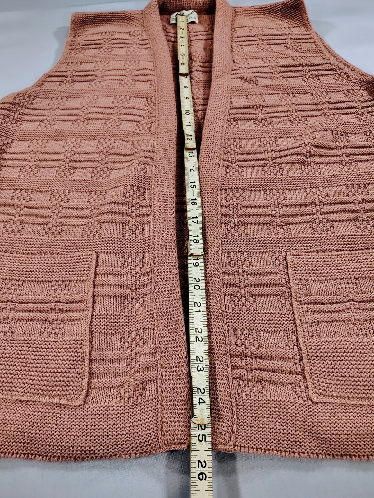 Vintage Milrank Vest Womens Pink Knit Cardigan Sweater Open Front Pockets USA