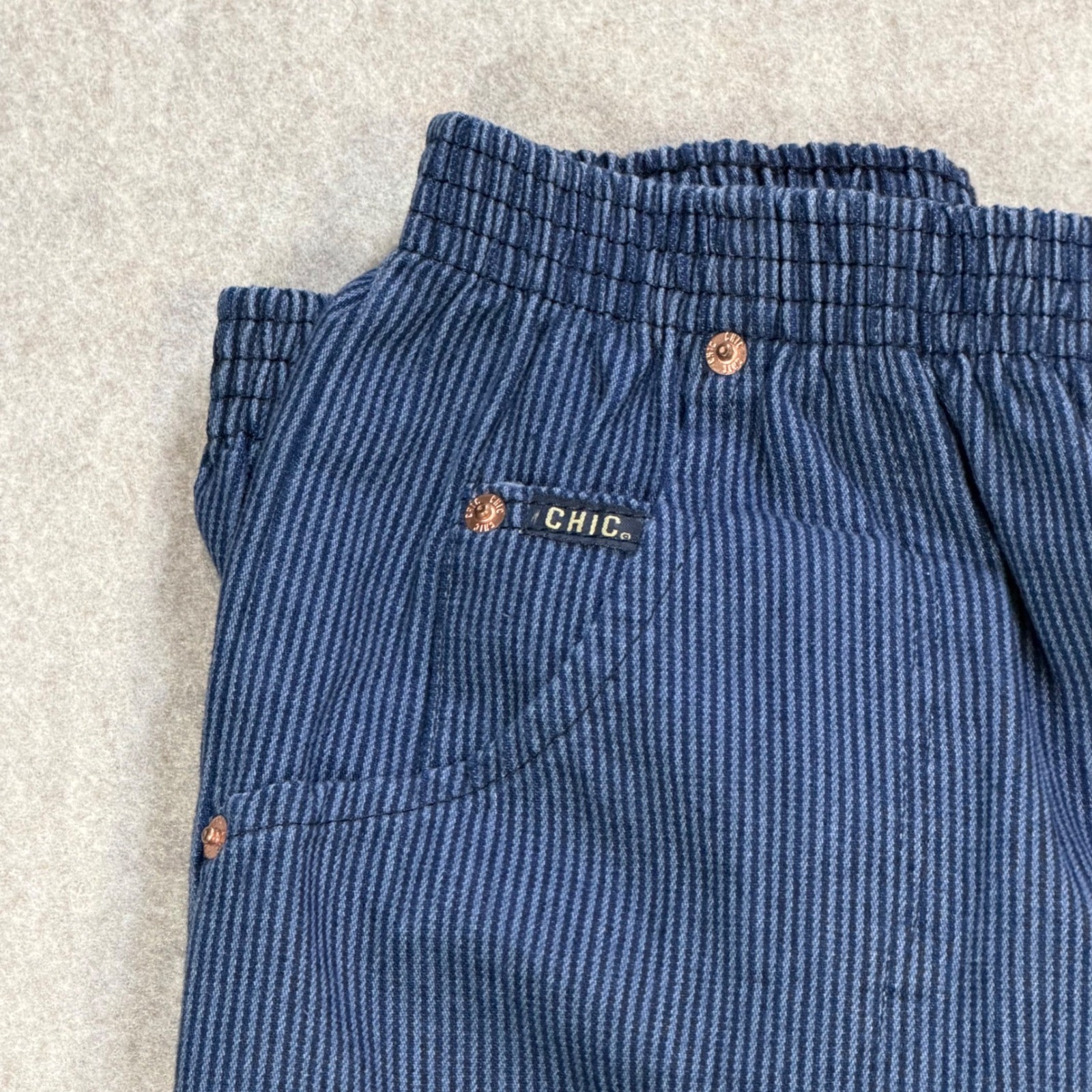 CHIC Vintage Pinstripe High Waisted Elastic Waist Pants Cotton Sz 14 Made In USA