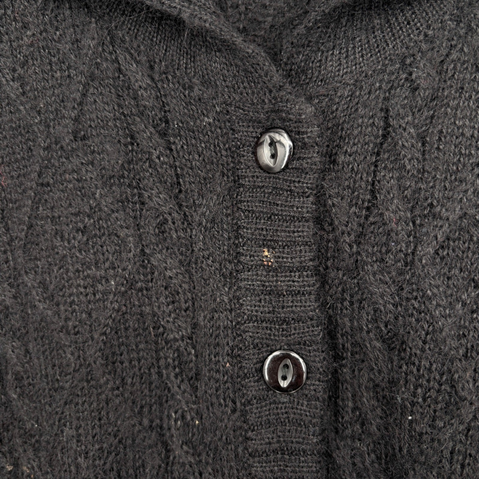 Vintage LL Bean Cardigan Alpaca Wool Cable Knit Button Front Textured Black M