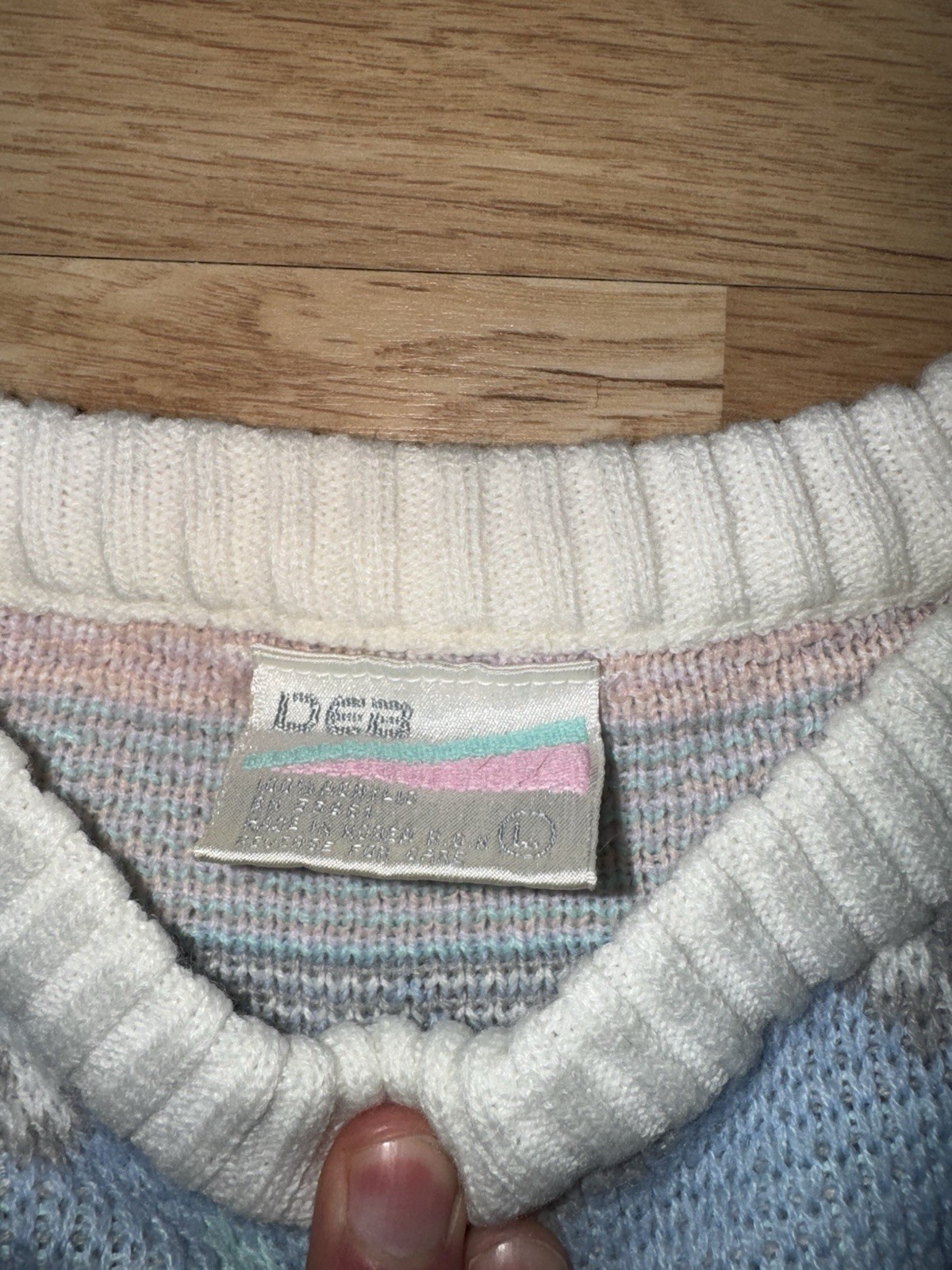 Vintage Deb Sweater Women’s Size LG 80’s Preppy Pink Pearl Long Sleeve GUC