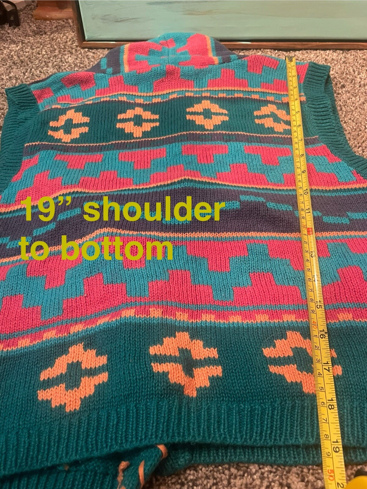 RARE Vintage Southwestern Sweater Vest Size Medium Colorful Plant Fiber Fabric