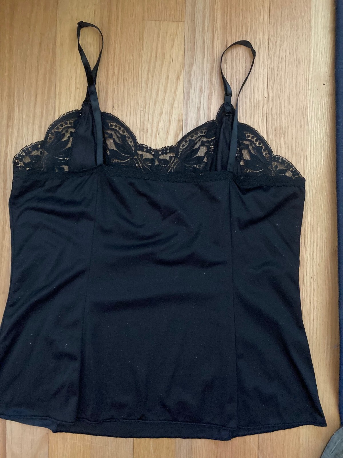 VTG Wonder Maid Camisole Style 6996 Black w/Lace 100% Antron Nylon Size 34