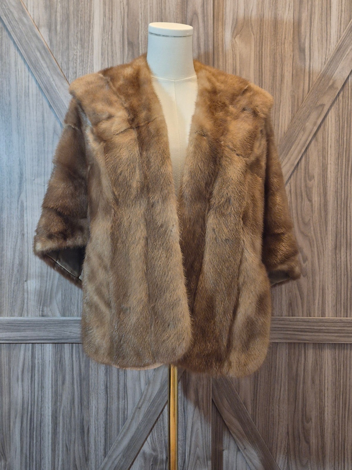 Vintage Evans Furs Macy’s Pastel Mink Fur Cape Stole Capelet Pockets