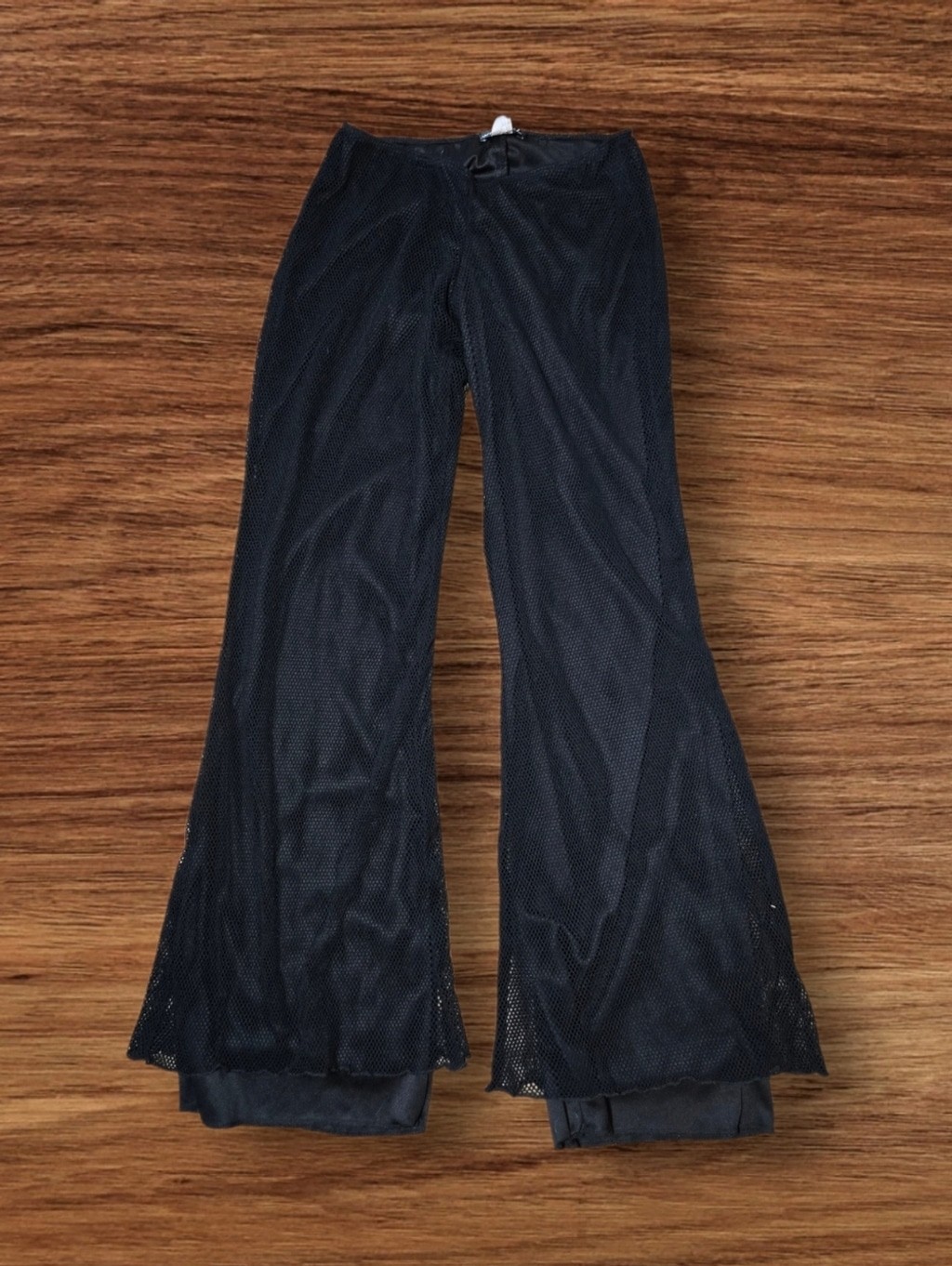 Wet Seal Vintage Ultra Low Rise Flare Black Mesh Pants