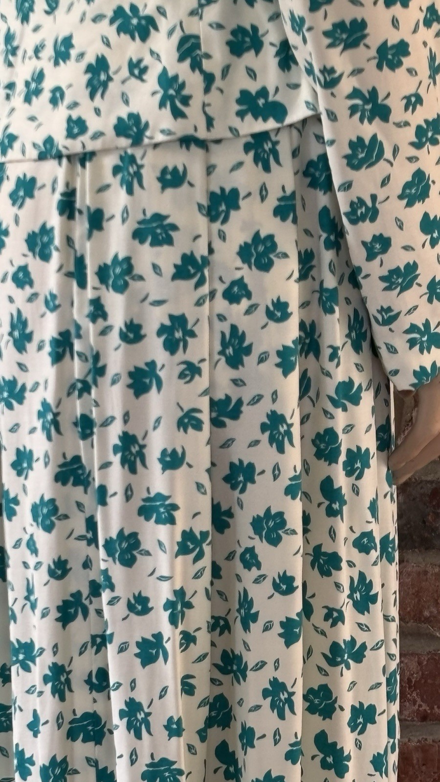 80’s green & white floral matching top and midi skirt