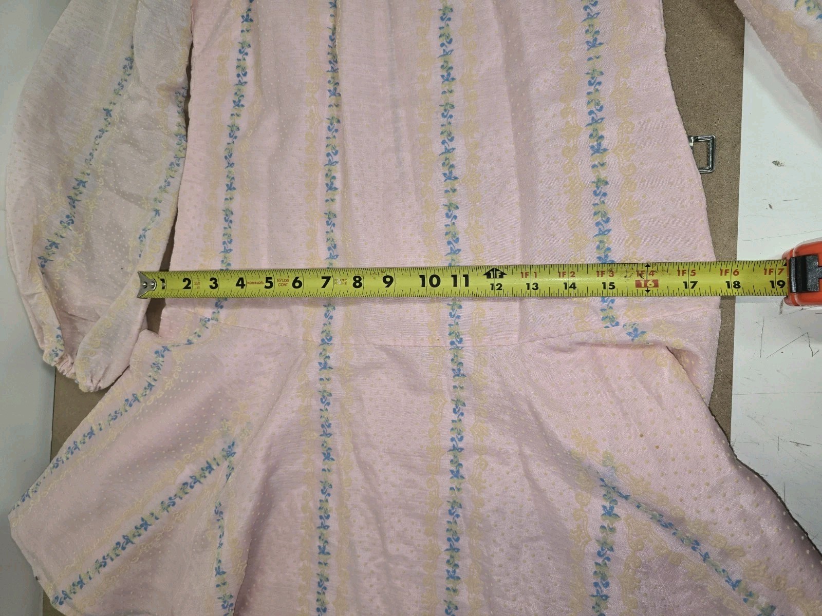 Vintage handmade Pink cotton blue accented Dress