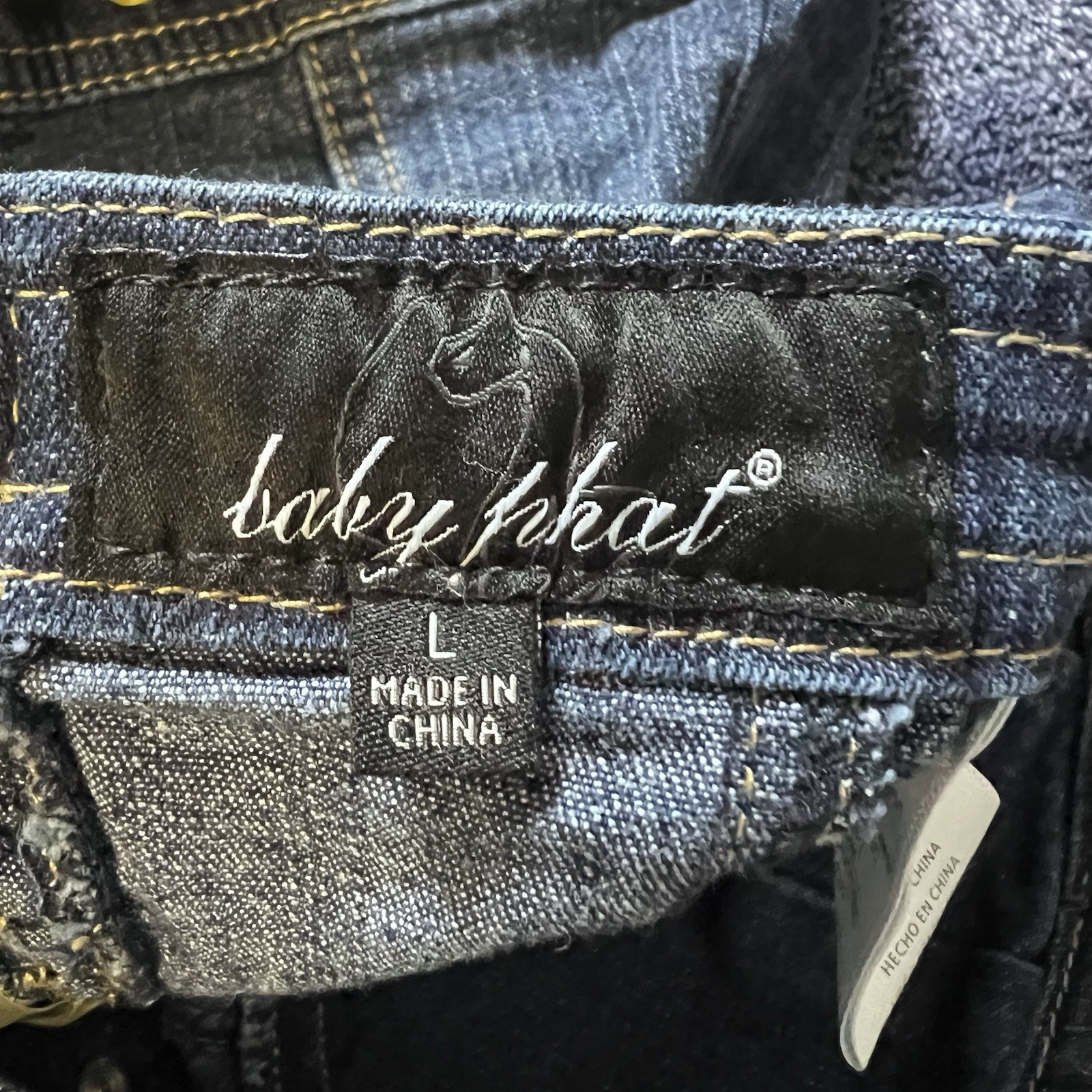 Vintage RARE Baby Phat Denim Corset Dress w/ Scarf Belt Blue Jean Bustier L