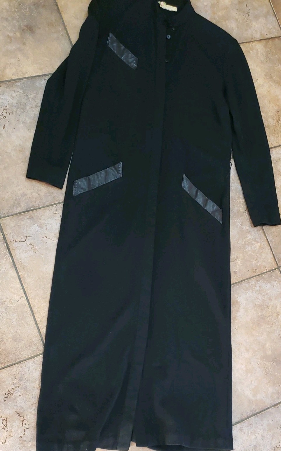 Vintage 70s Bonnie Strauss sz.4 100% Wool Dress leather accent pockets un collar