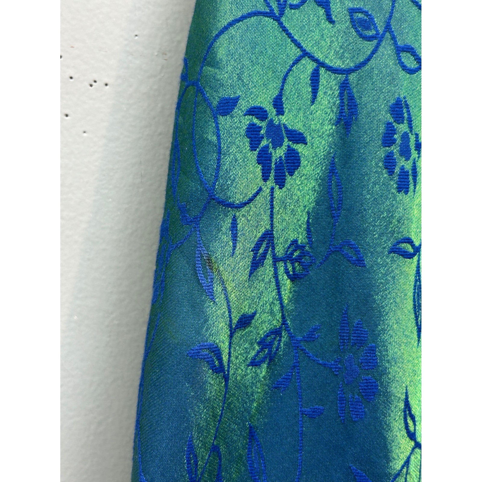 All That Jazz Dress Womens 3/4 Blue Green Iridescent Floral Shimmer Vintage Mini