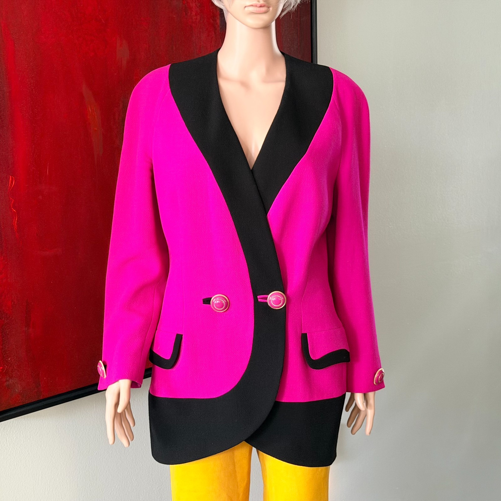 GIANNI VERSACE fuchsia wool blazer size 42 from F/W 1991/92