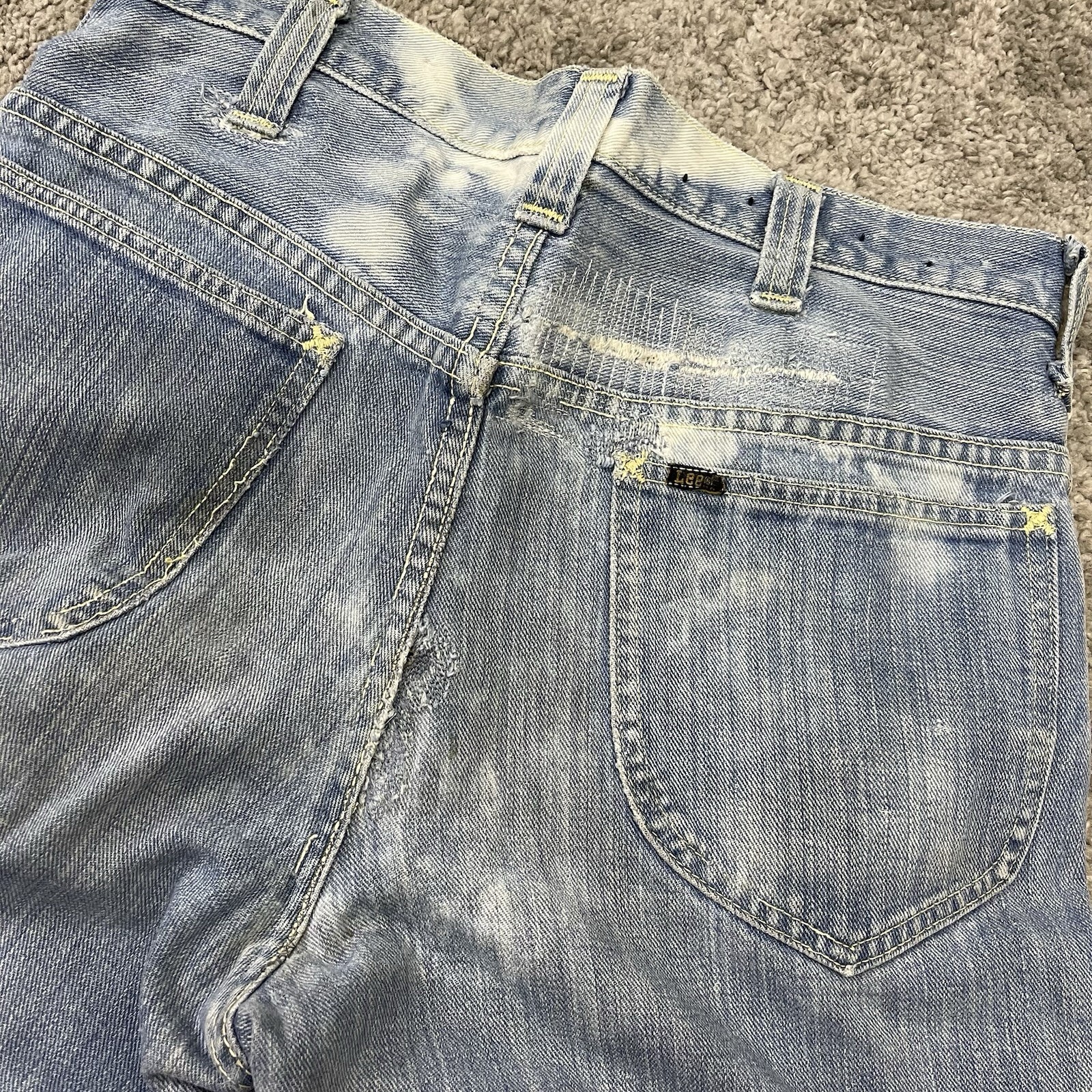True Vintage 70s Hippie Denim Lee Flare Jeans Actual 31.5×34 Distressed