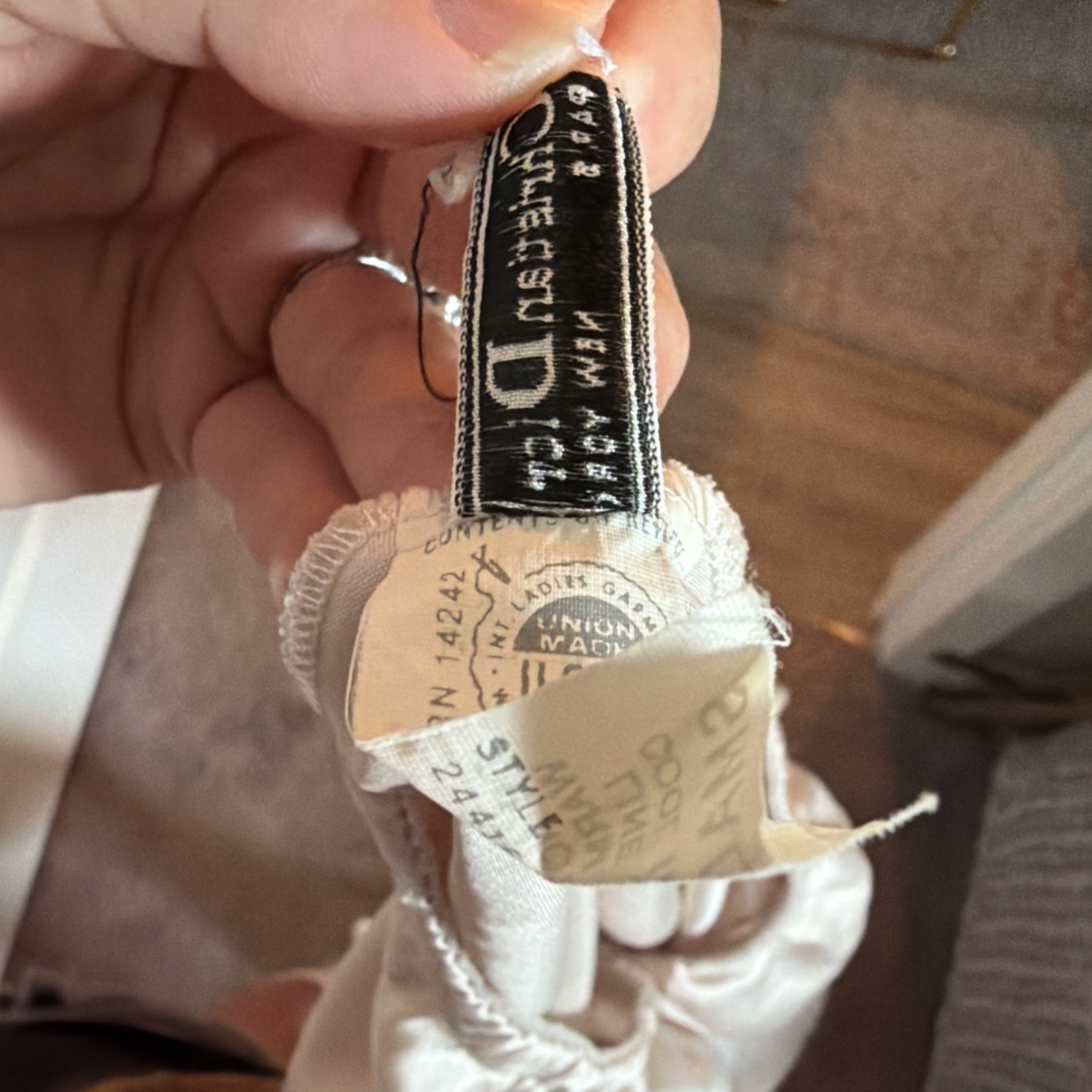 Vintage Christian Dior Intimates beige Satin Half Slip with White Lace Trim