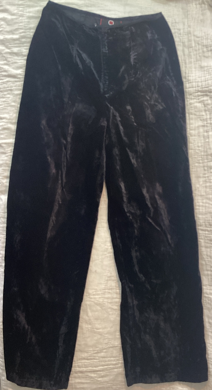 Born in America Black Velour Vintage Womens High Waist Wide Leg SZ 7/8 USA Made