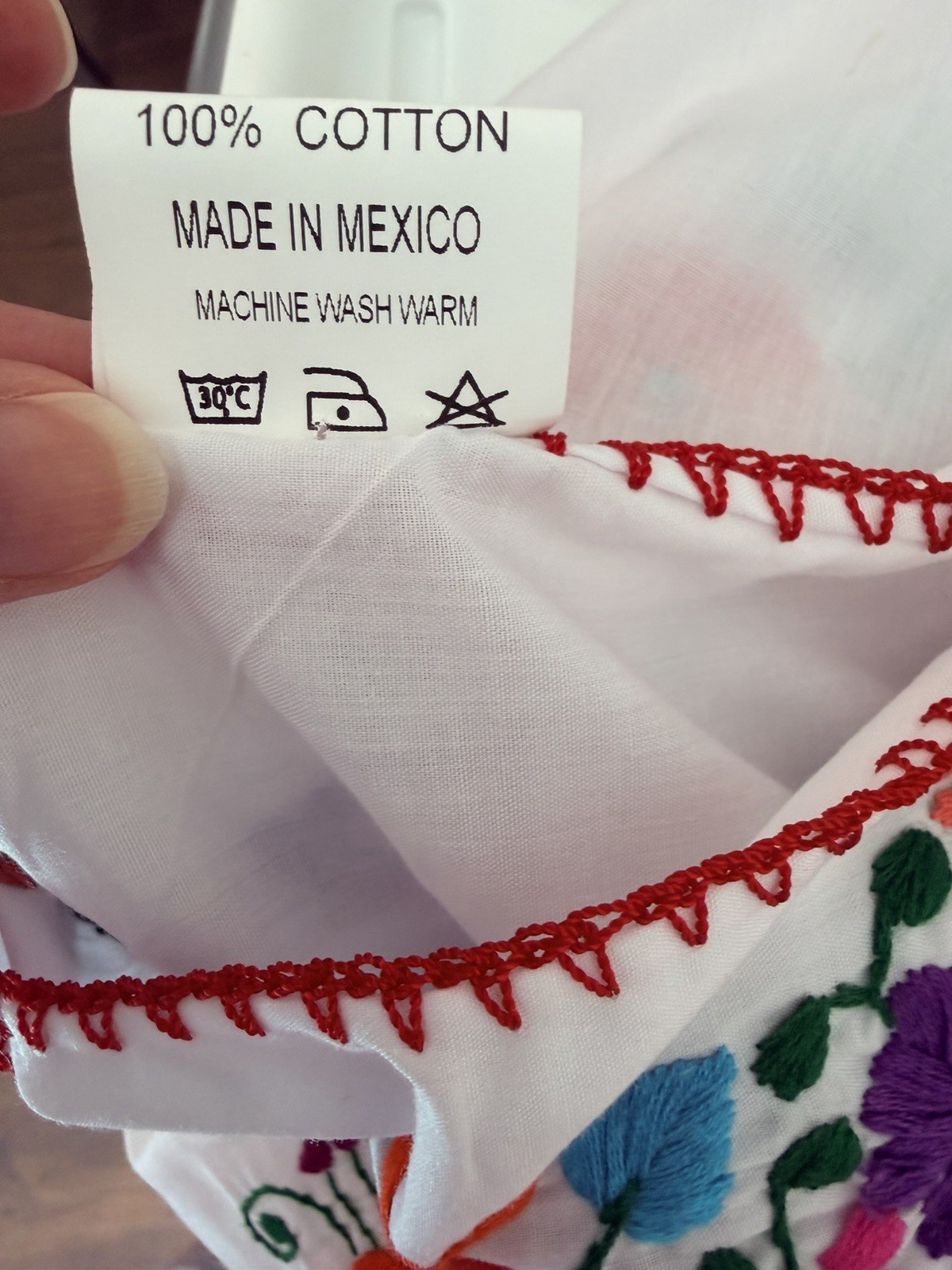 Mexican Oaxaca White multi colored EMBROIDERED DRESS Large boho sundress Cotton