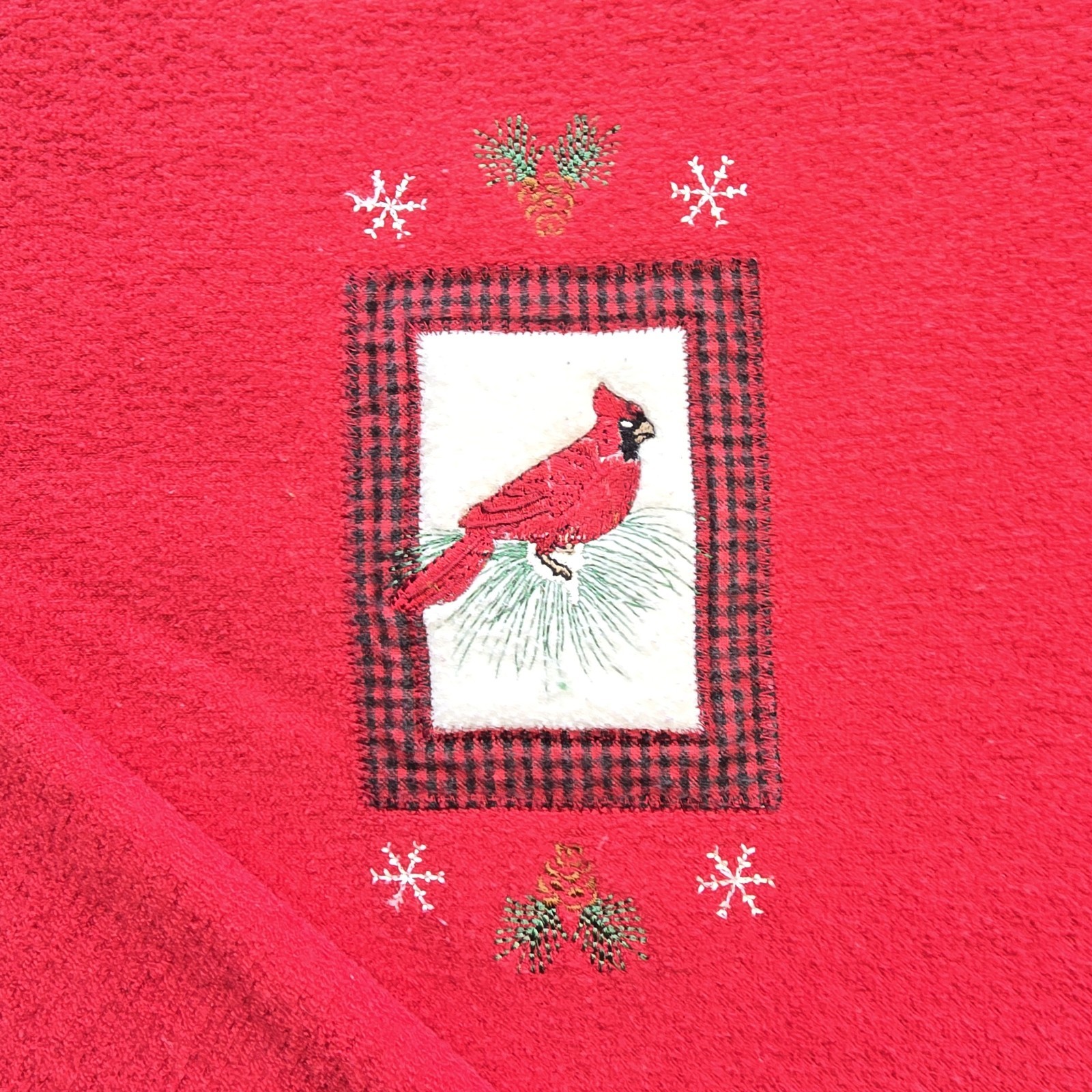 Vtg Endless Designs Red Cardinal Christmas Sweatshirt Embroidered Grannycore