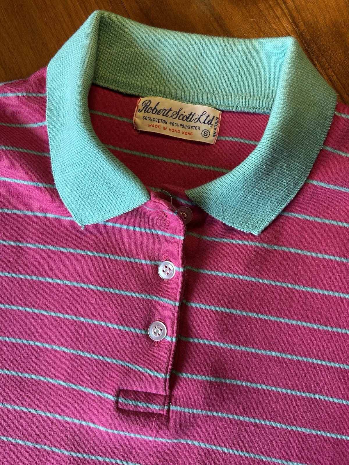 80’s Vintage Polo Shirt Robert Scott Ltd. Vintage Preppy Knit Shirt Pink Aqua XS