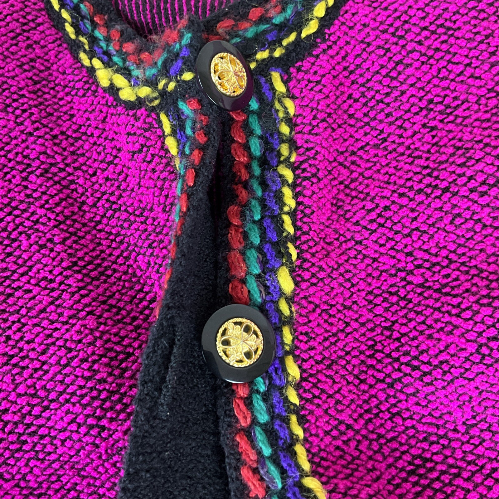 Vintage Raspberry Wool Women’s Blazer Jacket Coat Gold Button Accents