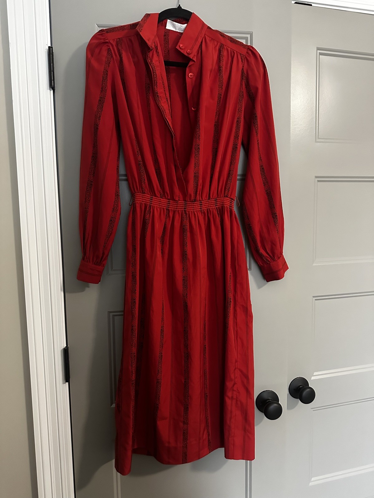 Vintage Lanvin Shirtdress Red & Black Pattern. 60s/70s
