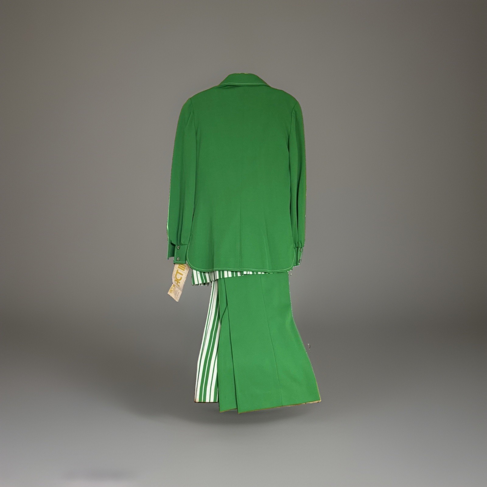 Vtg 1970s NWT ACT III Kelly Green 4 Piece Dacron Knit Tunic Pants Vest Suit 8⁠