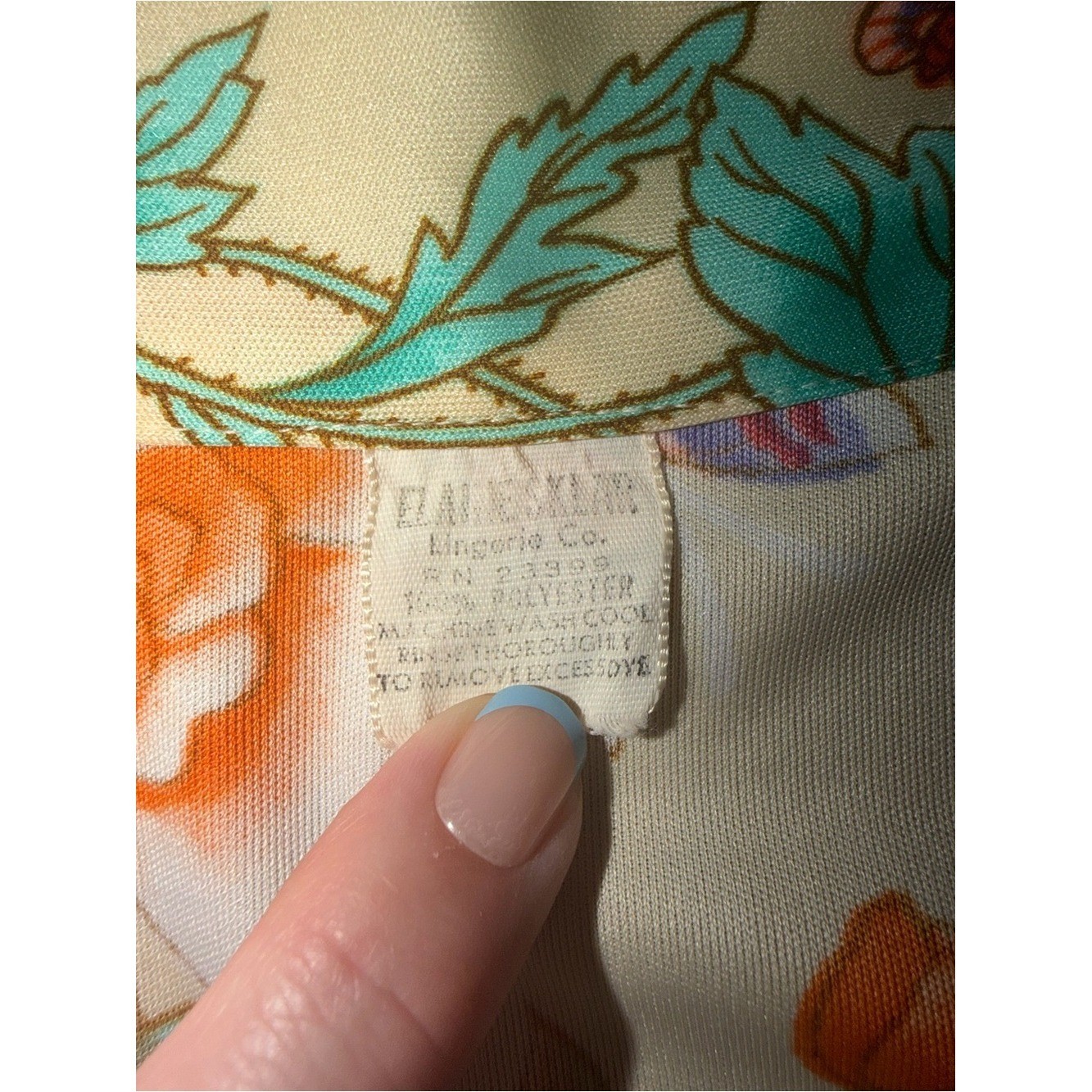 Vintage Elaine Sklar Cream Floral Maxi Half Zip House Coat