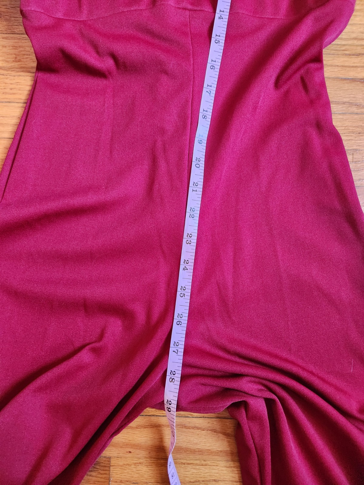 VTG 1970s Deadstock Jumpsuit Bell Bottom Open Back Disco Burgundy 11/12 Fit S/M
