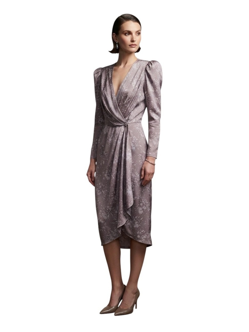 Wayne Clark Vintage Silk Draped Wrap Dress Size US 2 CDN 4 Light Purple