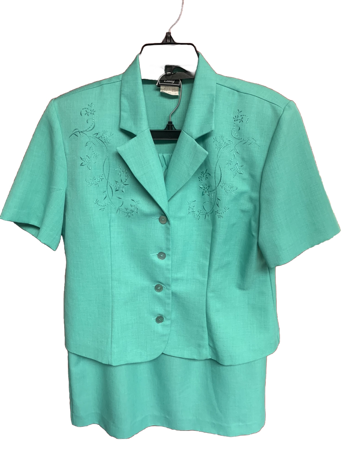 Vintage Southern Lady 2 Piece Skirt Set With Short Sleeve Button-Up Top- Size 12