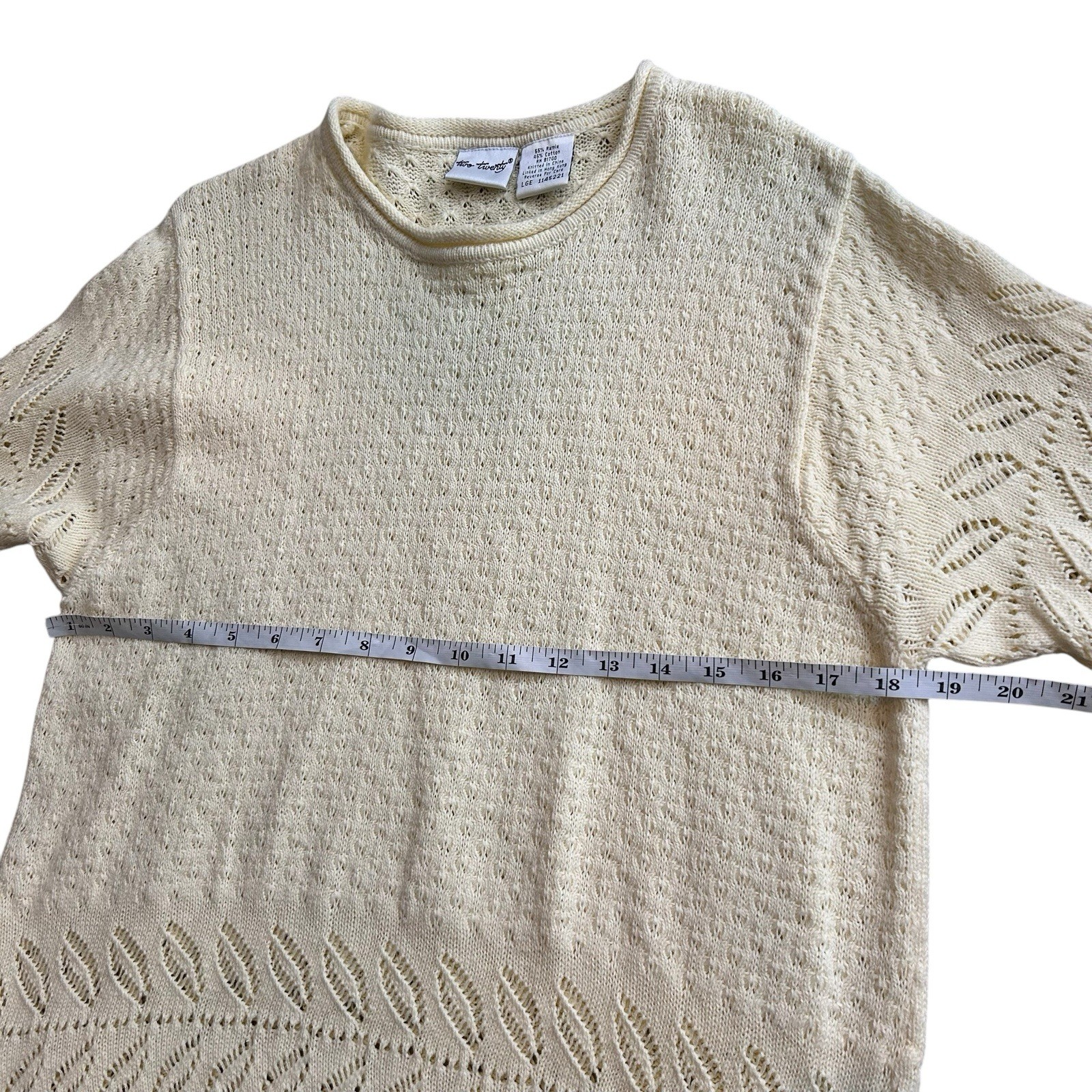 Two-Twenty Yellow Women’s Vtg 80s Coquette Short Sleeve Knitwear Pullover Size L