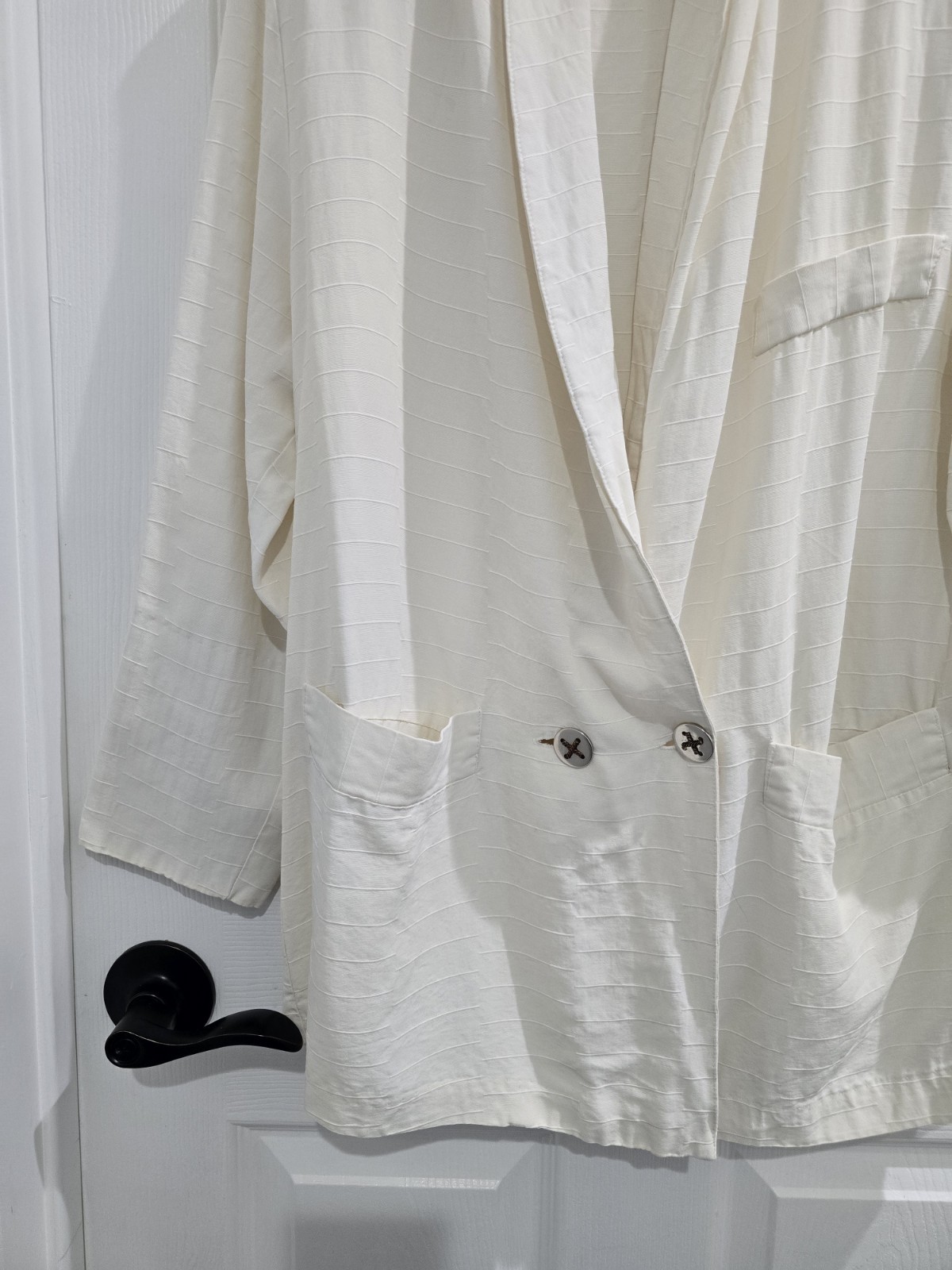 Jackpot Womens Vintage 70s Blazer Relaxed Fit Chic Structured Cream Color EUC