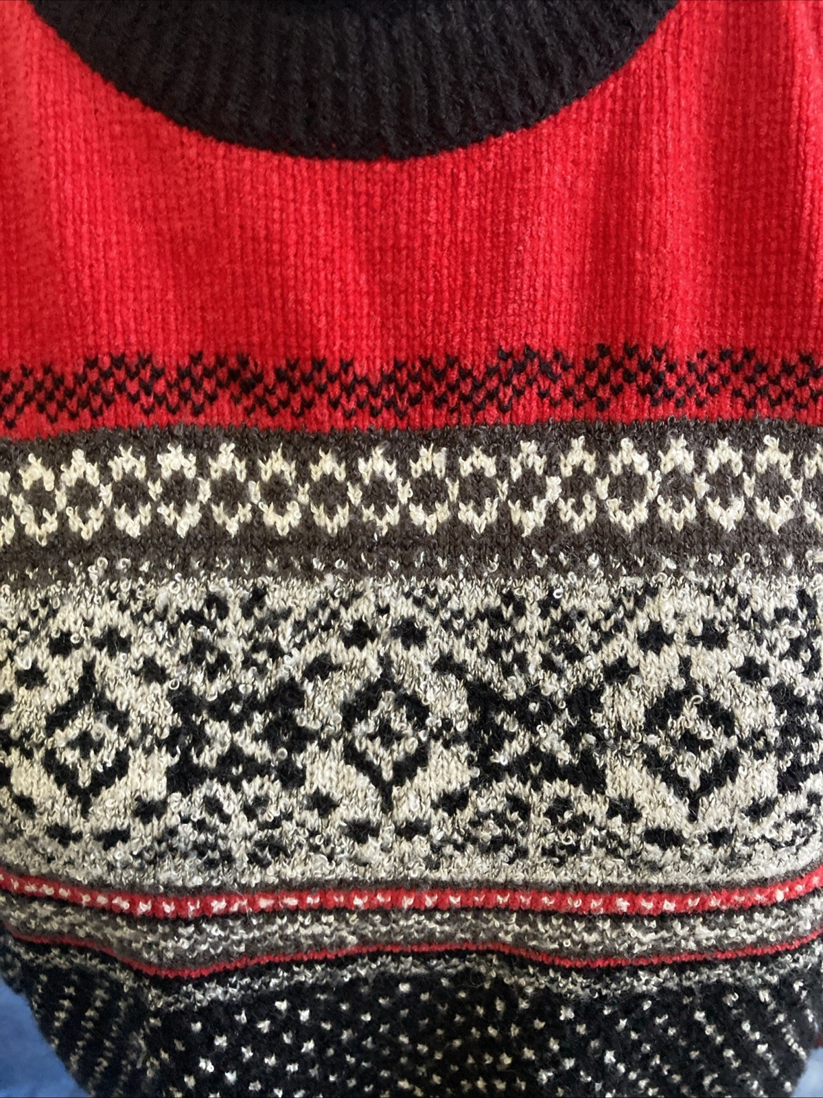 Vintage Claudia D Red Fair Isle Sweater Medium Nordic Knit 90s Ski Pullover GUC