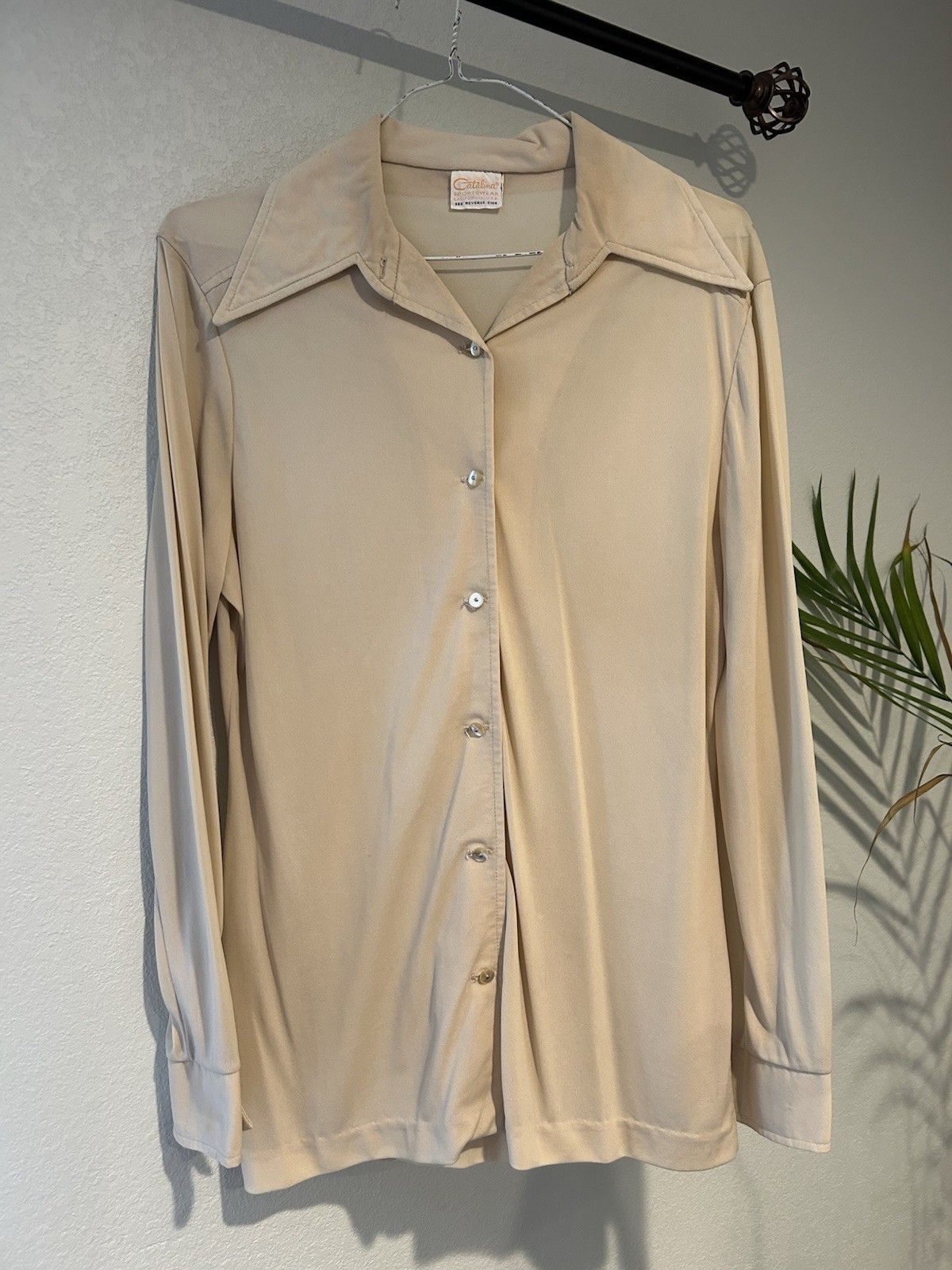 Vintage Catalina sportswear Neutral Tan Women’s Blouse Classic Minimalist 70’s