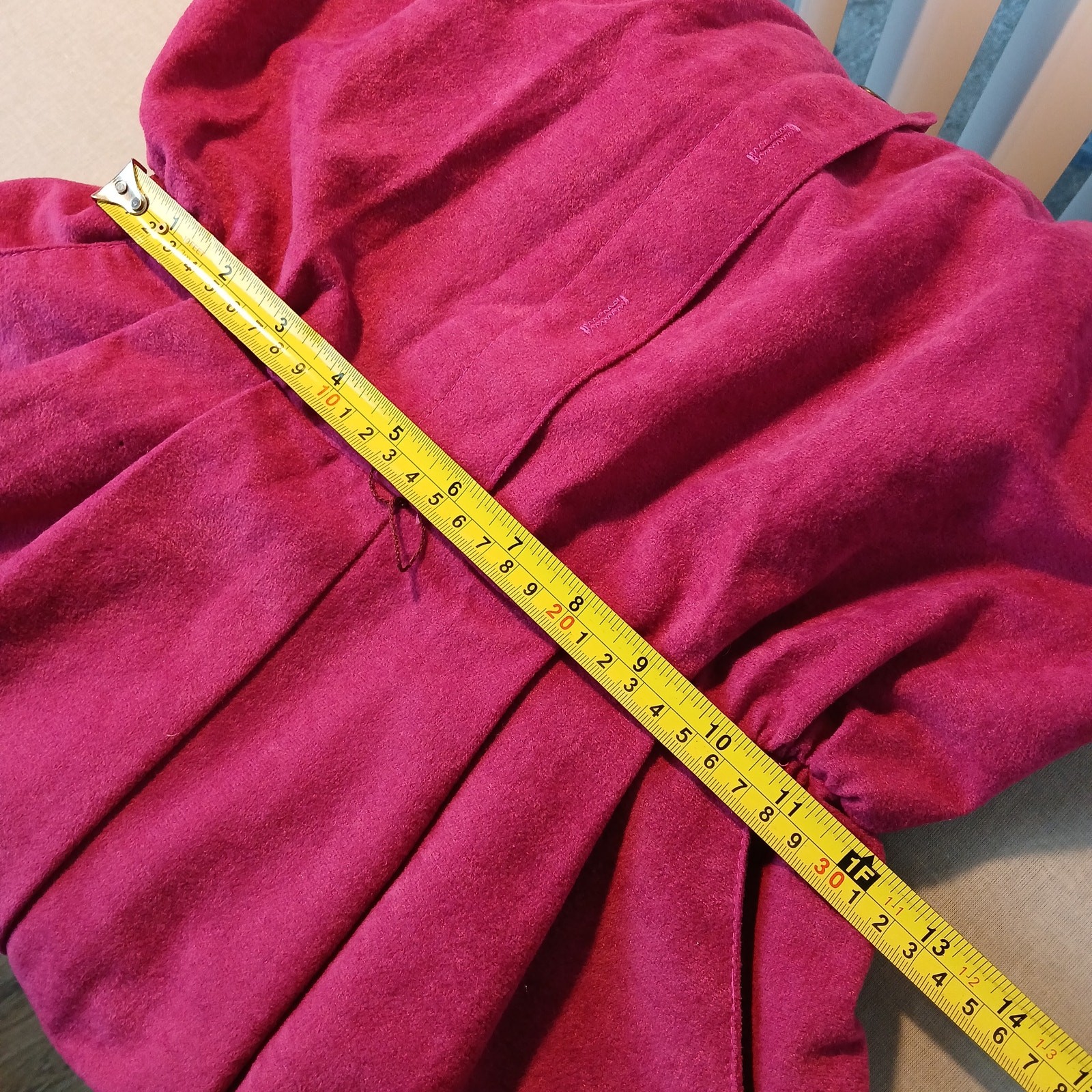 Vintage 80s S.L. Petites Magenta Suede Shirt Dress 6 needs repair pockets belted