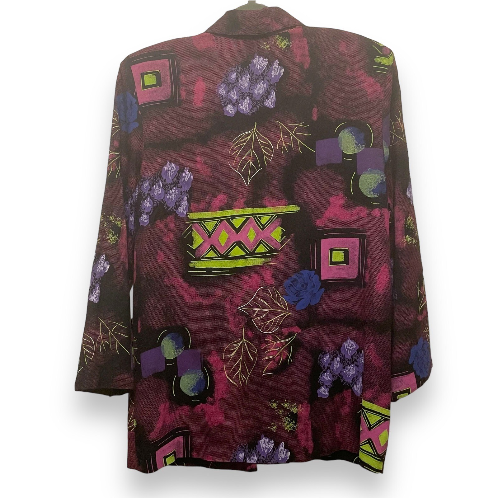 Vintage Kensington Square Blazer Floral Geometric Purple Green Women’s Size S