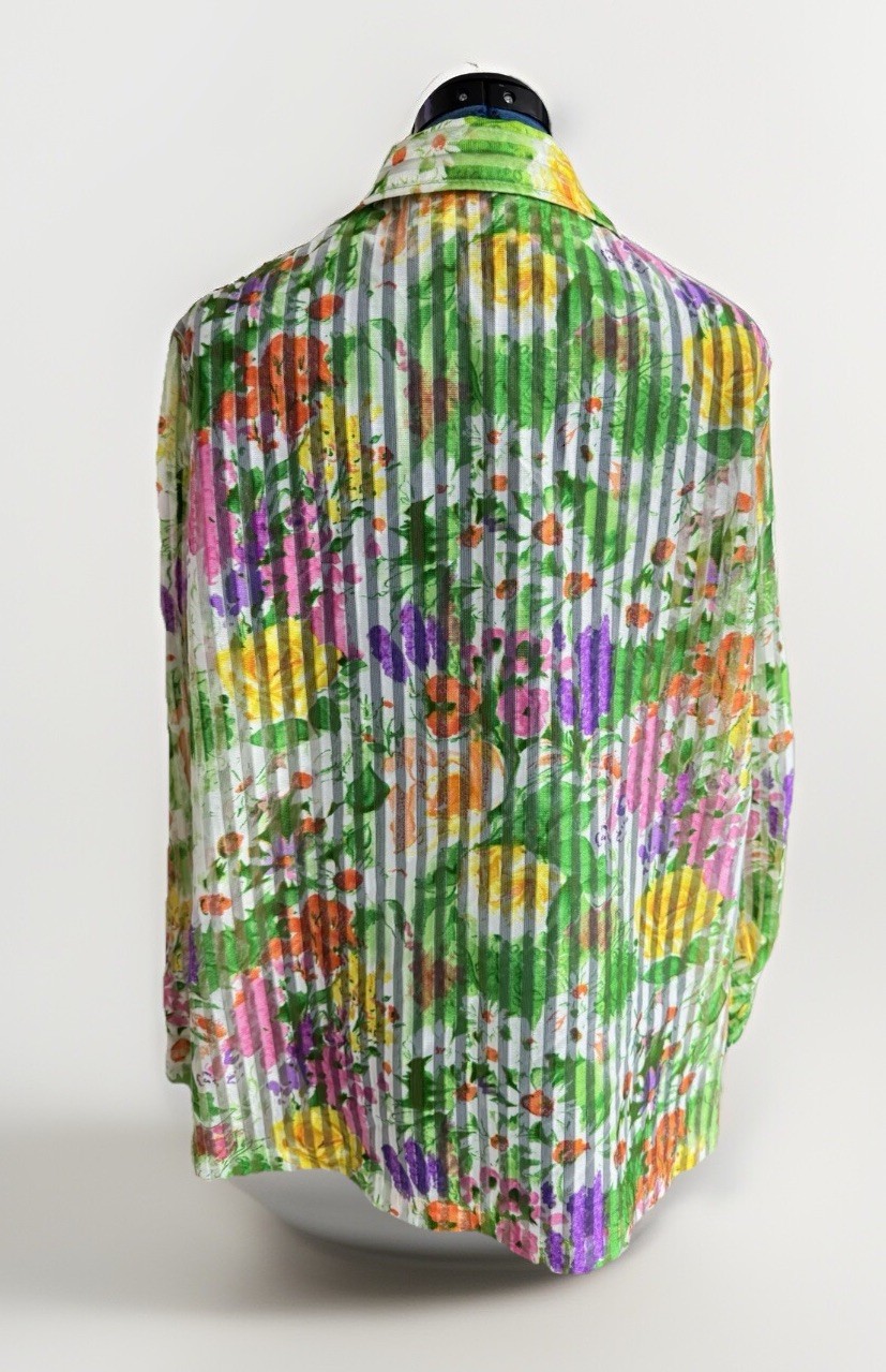 Vintage 70s Marty Gutmacher Floral Cottage Core Sheer Boho Prairie Blouse