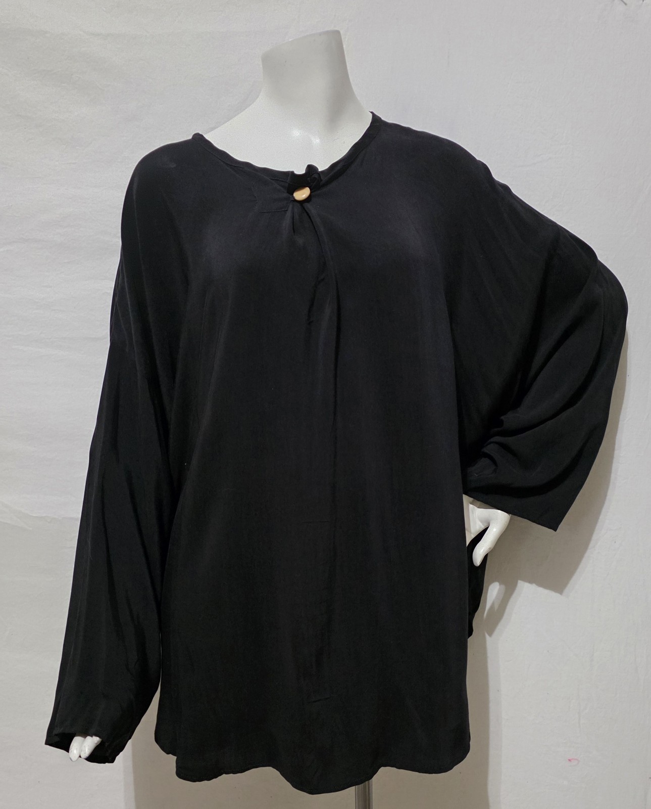 SU-ZEN OS Fits L thru 2X Tunic Top Black Silky Whimsigoth Fairy Grunge ’90s